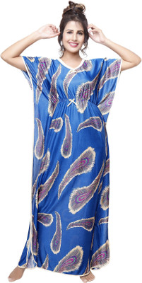 Saviaara Women Nighty(Blue)