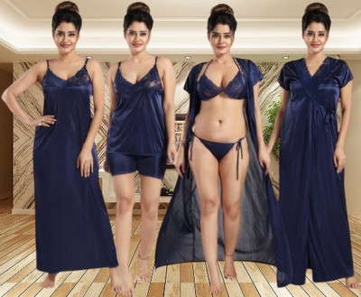 Divine Paridhaan Women Nightdress(Dark Blue)