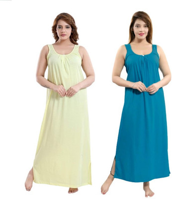 PHFS Women Nighty Set(Yellow, Blue)