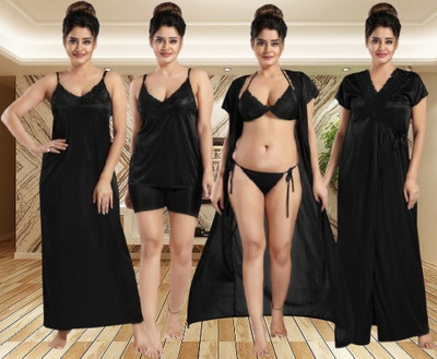 Divine Paridhaan Women Nightdress(Black)