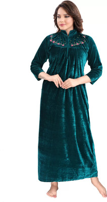 Rangmor Women Nighty(Green)