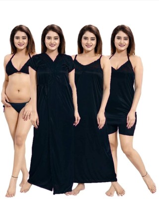 XPIOX Women Nightdress(Black)