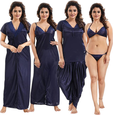 HouseOfCommon Women Nighty Set(Dark Blue)