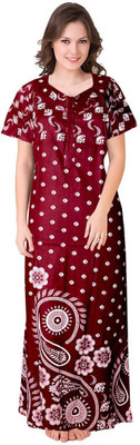 KL FASHION Women Nighty(Brown, White)