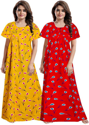 DreamBe Women Maternity/Nursing Nighty(Yellow, Red)