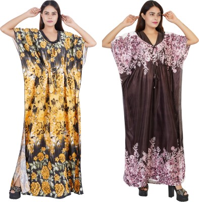 REN STAR Printed Satin Blend Women Kaftan