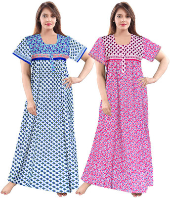 PrathaVastra Women Nighty(Purple, Black)