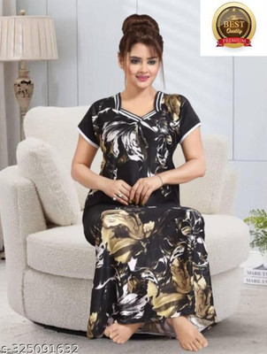 DreamBe Women Nighty(Black)