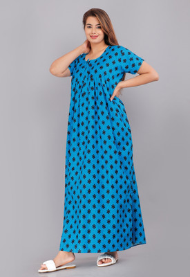 AakarShana Women Nighty(Blue)