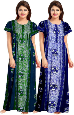 DreamBe Women Nighty Set(Blue, Green)
