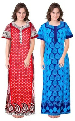 kavyansh Women Nightdress(Red, Blue)