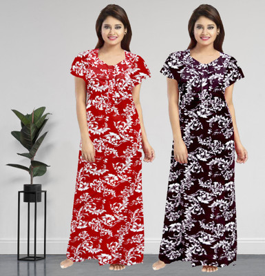 AakarShana Women Nighty Set(Red, Maroon)