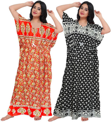 Saviaara Women Nighty(Multicolor)