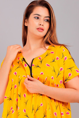 SINDHU ENTERPRISES Women Nighty(Yellow)