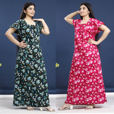 Hans Crafted Women Nighty(Multicolor)