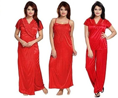 Bombshell Women Nighty with Robe(Red)