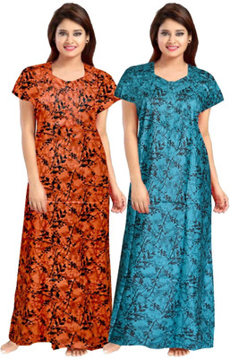 Retail Shopee Women Nighty(Orange, Green)