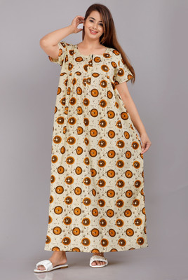 AakarShana Women Nighty(Brown)