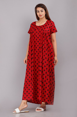 AakarShana Women Nighty(Red)