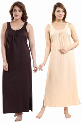 PHFS Women Nighty Set(Brown, Beige)
