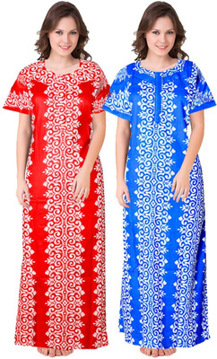 Hans Crafted Women Nighty(Red, Blue)