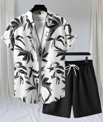 Varni Creation Men Printed White Night Suit Set