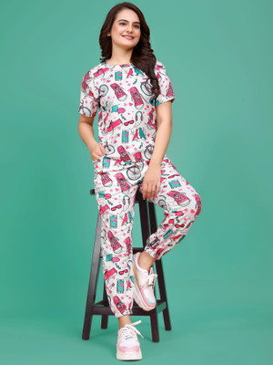 DreamBe Women Printed Multicolor Top & Pyjama Set