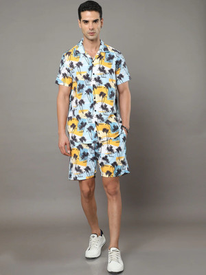 MUMIN Men Printed Multicolor Shirt & Pyjama set