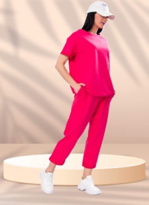 KG FASHION Women Solid Pink Top & Pyjama Set