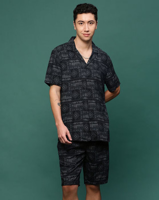 MUMIN Men Printed Multicolor Shirt & Pyjama set