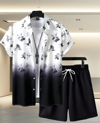 Varni Creation Men Printed Black Night Suit Set
