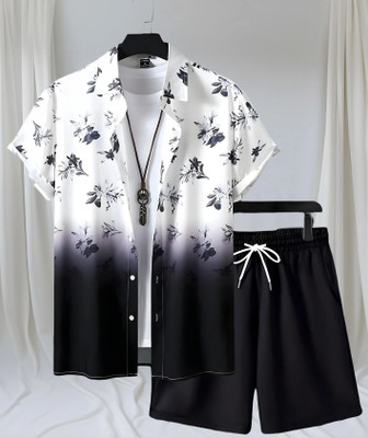 Varni Creation Men Printed Black Night Suit Set