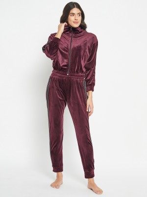 Camey Women Solid Purple Top & Pyjama Set