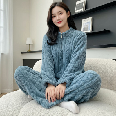 Lugo Women Self Design Blue Night Suit Set