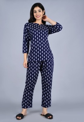 BeBal Women Solid Blue Night Suit Set