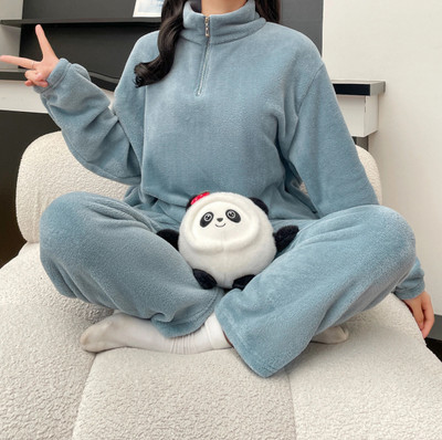 Lugo Women Applique Blue Night Suit Set