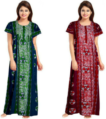 DreamBe Women Nighty Set(Green, Red)