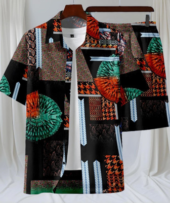 SHIVFORYOU Men Printed Black Night Suit Set