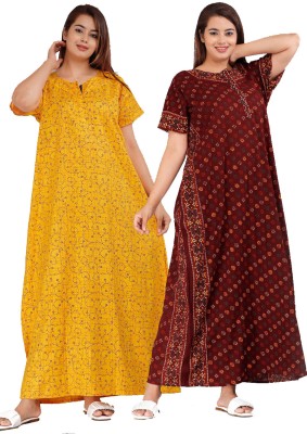 Ruishee Women Nighty(Yellow)