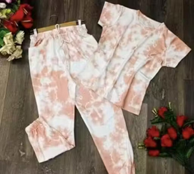 Hakobyan Women Self Design Orange Top & Pyjama Set