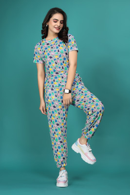 DreamBe Women Printed Grey Top & Pyjama Set