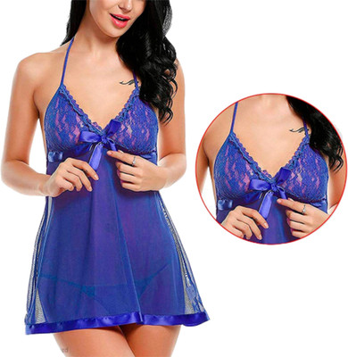 PORTIX Women Nightdress(Blue)