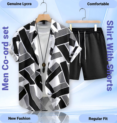 DHAMELIYA ENTERPRISE Men Printed Black Night Suit Set