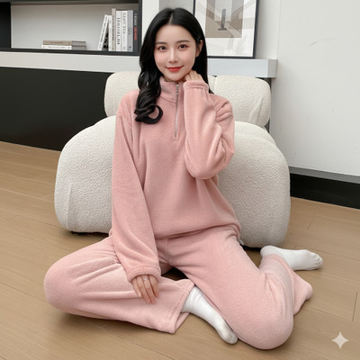 Lugo Women Solid Pink Night Suit Set