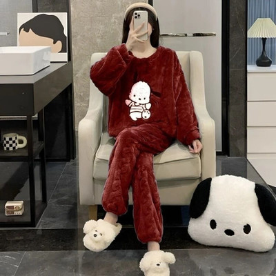 Lugo Women Self Design Maroon Night Suit Set