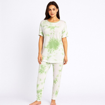 KLS Women Printed Purple Night Suit Set