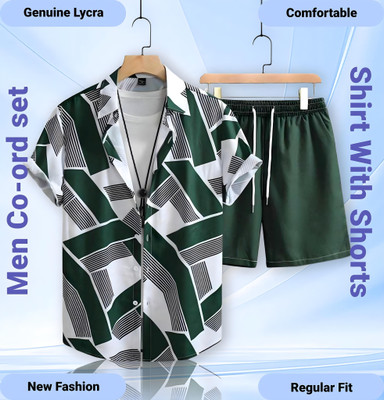 DHAMELIYA ENTERPRISE Men Printed Green Night Suit Set