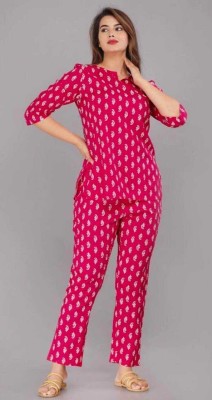 GC SHOP Women Printed Pink Top & Pyjama Set