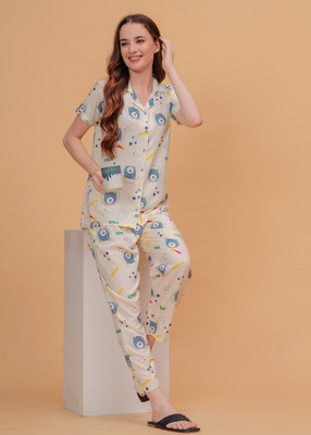 Light Daisy Women Printed Multicolor Night Suit Set