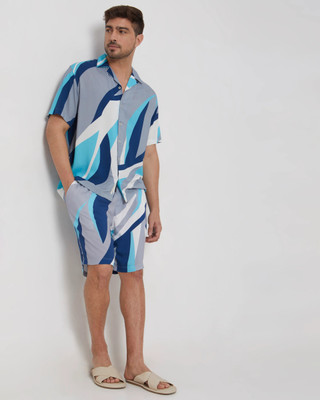 MUMIN Men Printed Multicolor Shirt & Pyjama set